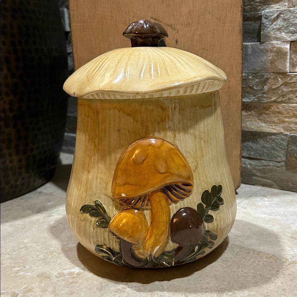 vintage ARNELS ceramic mushroom canister from the 1970s